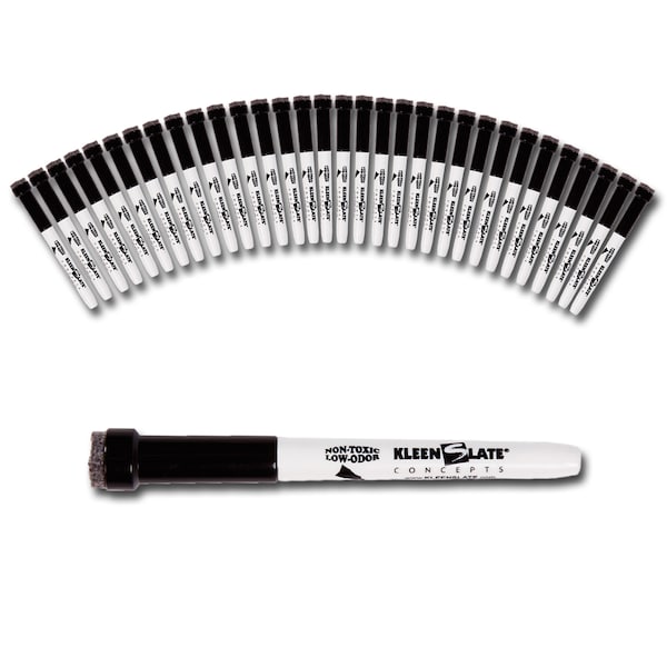 Kleenslate Small Black Dry Erase Markers with Eraser, PK36 6138 - main